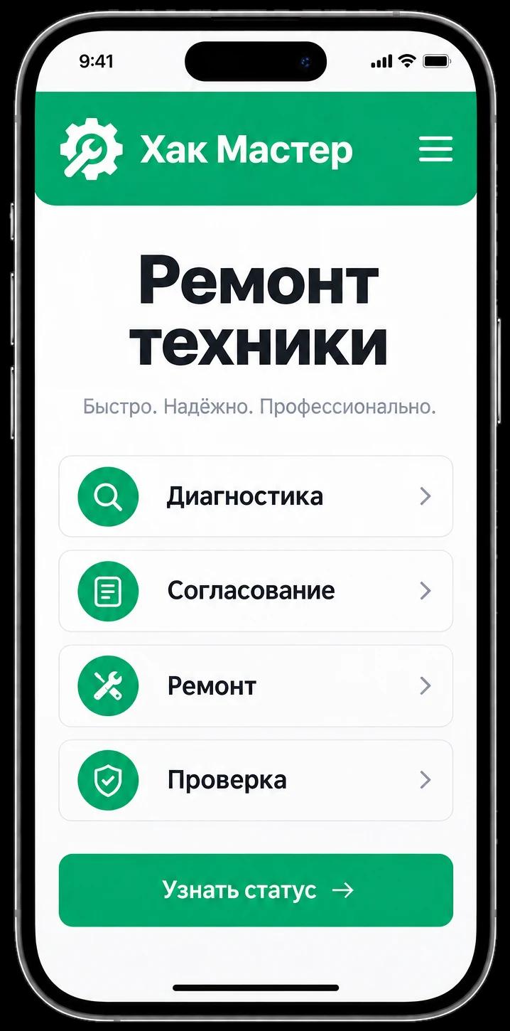 Смартфон с сайтом Хак Мастер — ремонт телефонов